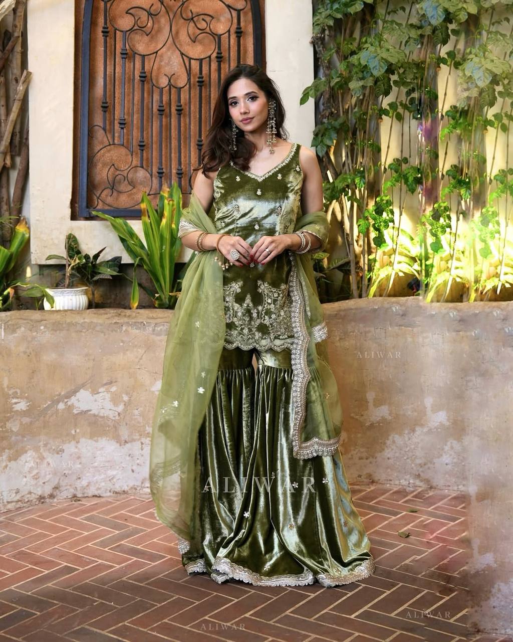 New Arrival Premium Velvet Sharara Suit with Hand Moti & Sequence Work Dupatta