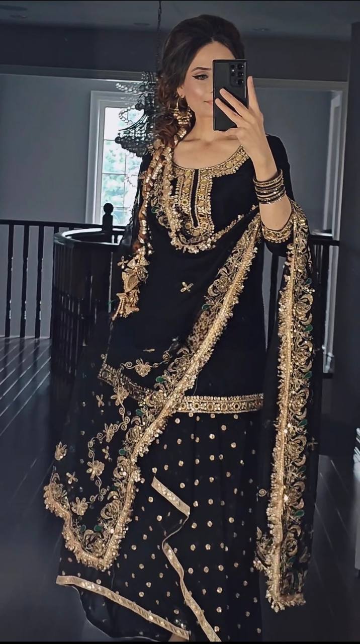 Designer Party Wear Top with Dhoti Skirt & Dupatta (MD-3023)