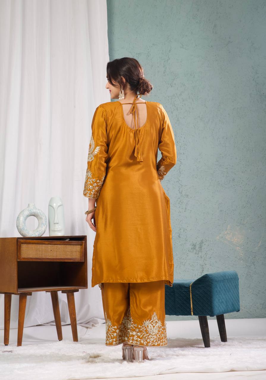 New Arrival – Heavy Embroidered Chinnon Silk Set