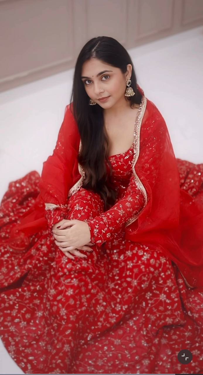 Stunning Red Colour Premium Anarkali Suit Set