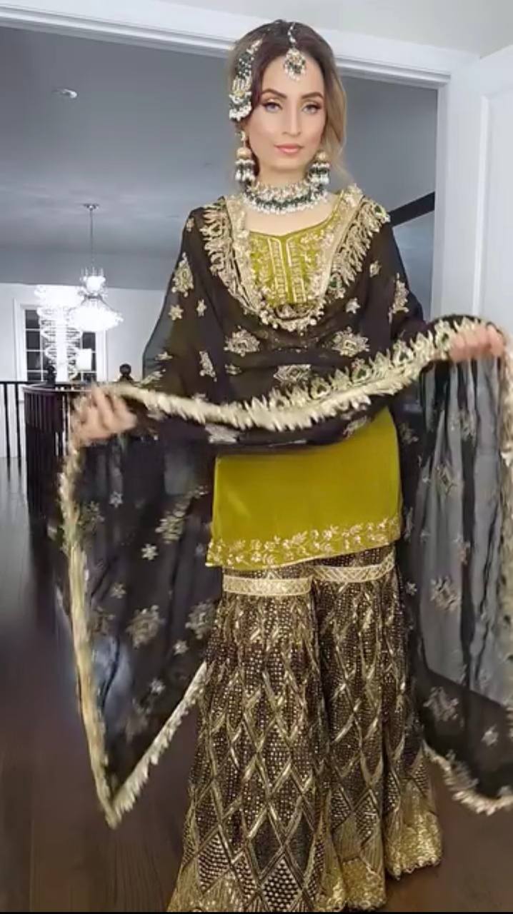 Premium Heavy Embroidery Sharara Suit – MD-3033