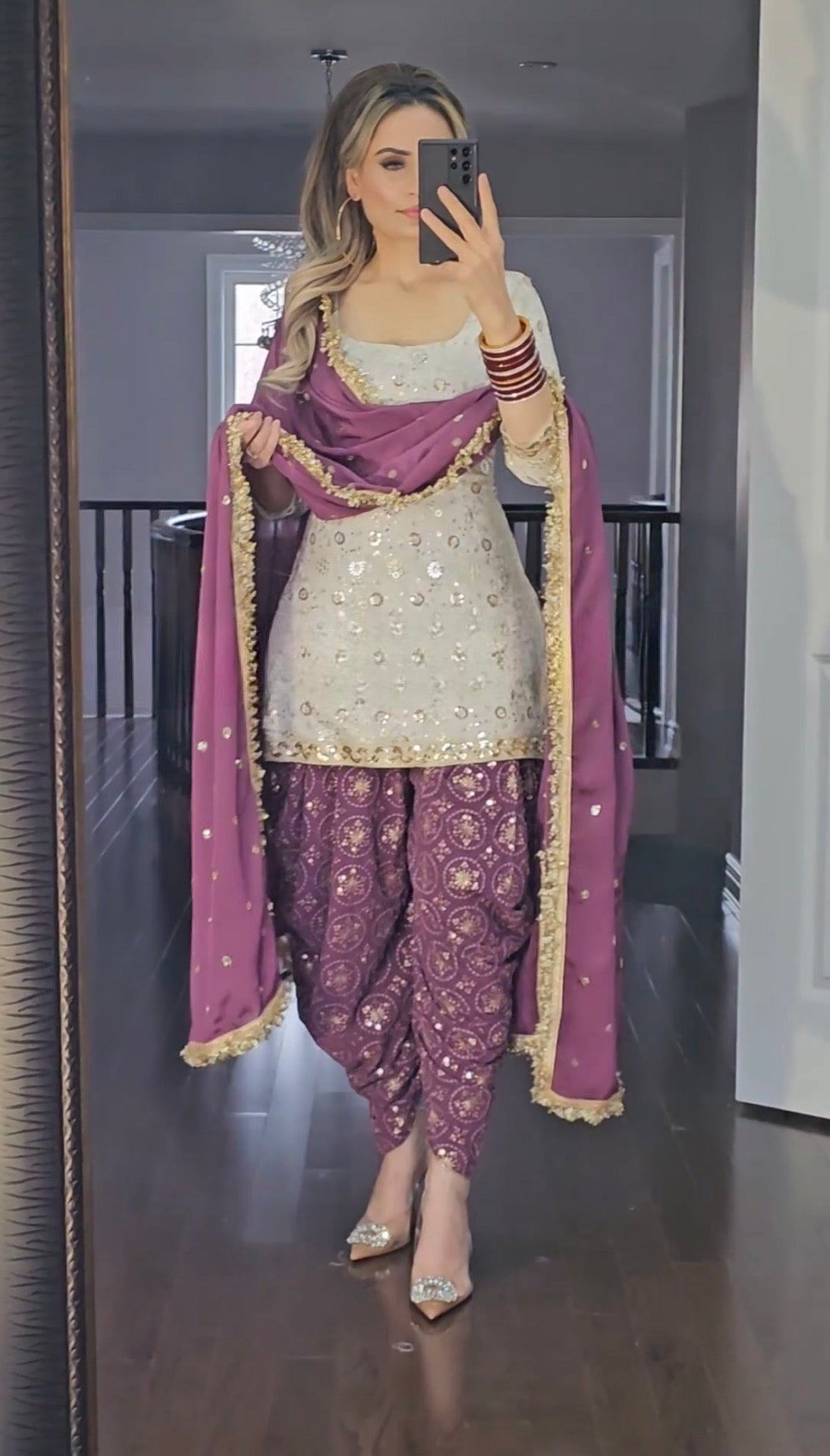 Elegant Faux Georgette Party Wear Set (Top, Dhoti Salwar & Dupatta)-(NF-1184)