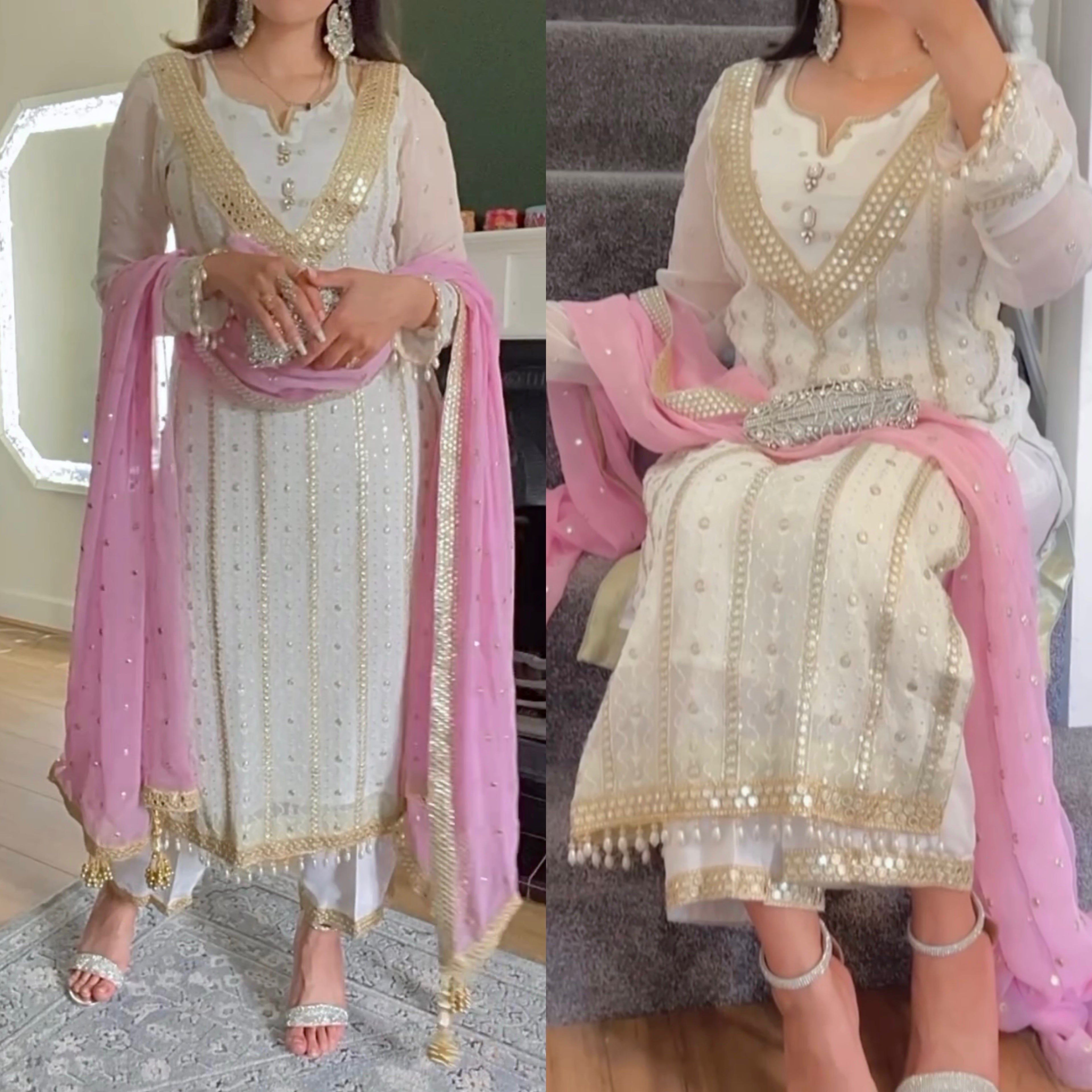 New Designer Party Wear Long Pakistani Suit in Fancy Style-NF-(1213)