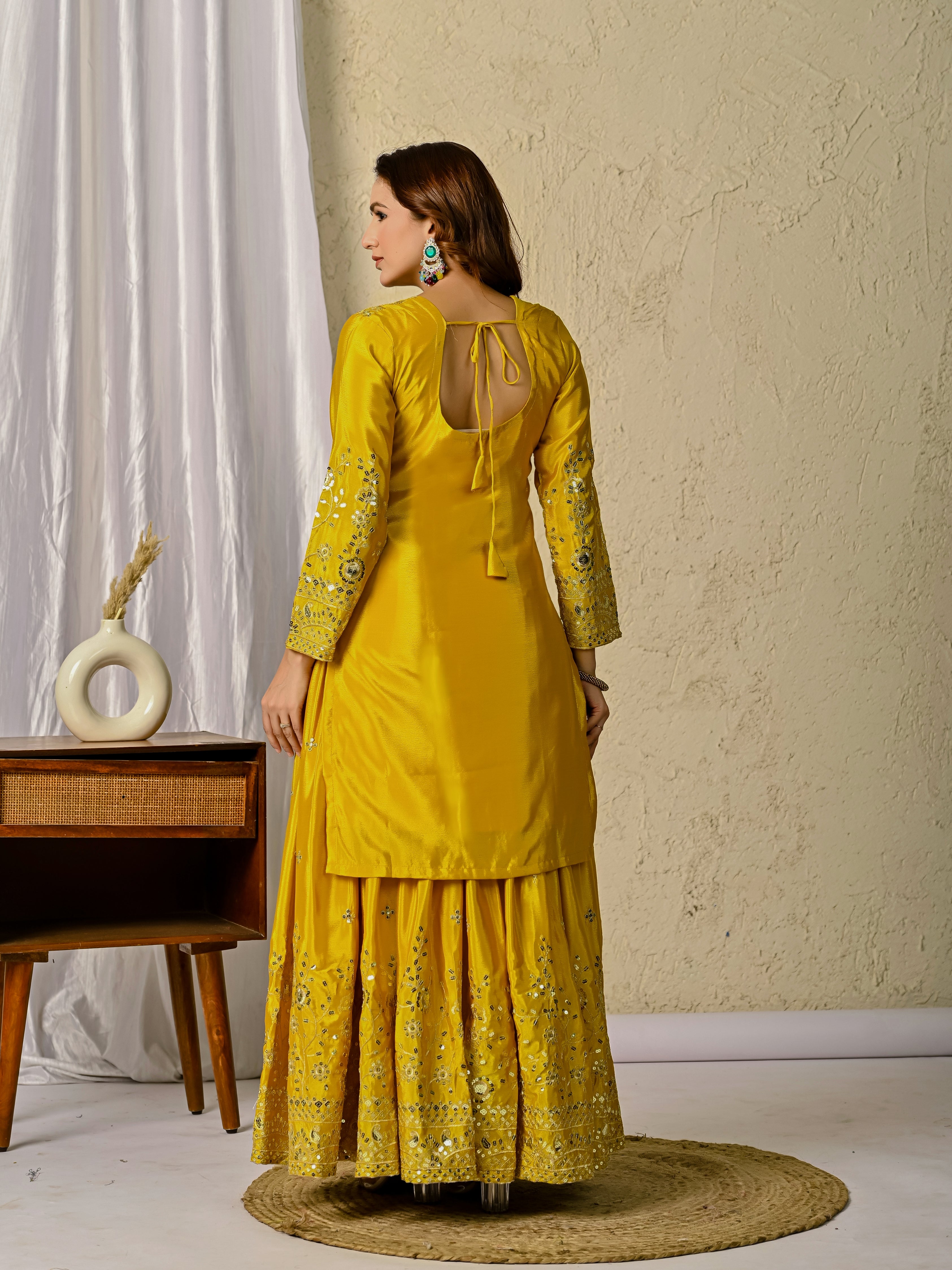 Launching New Designer Party Wear Set – Top, Sharara Palazzo &amp; Dupatta-(NF-1248)