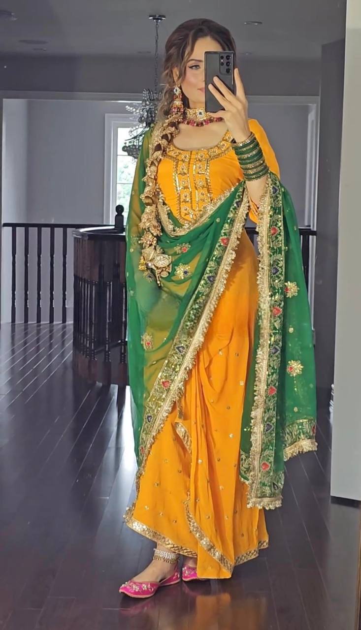 Launching New Designer Party Wear Look – Top, Dhoti Skirt &amp; Dupatta- (NF-1226)