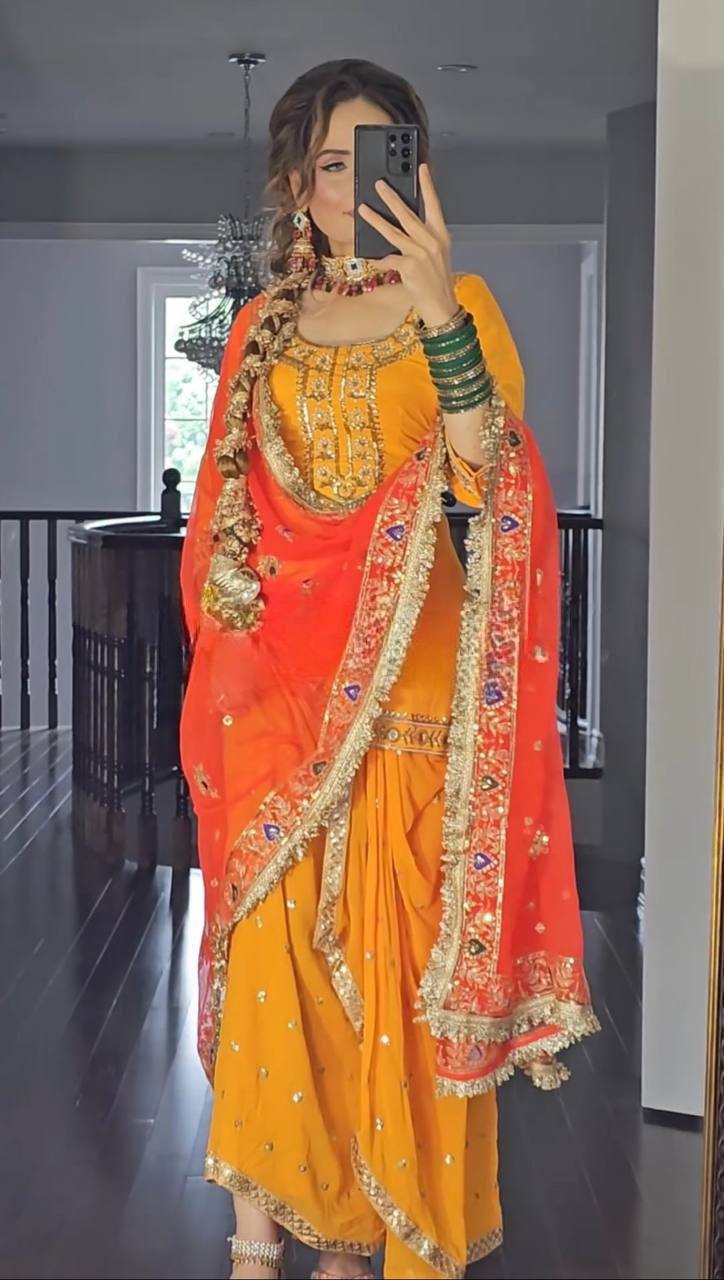 Launching New Designer Party Wear Look – Top, Dhoti Skirt &amp; Dupatta- (NF-1226)