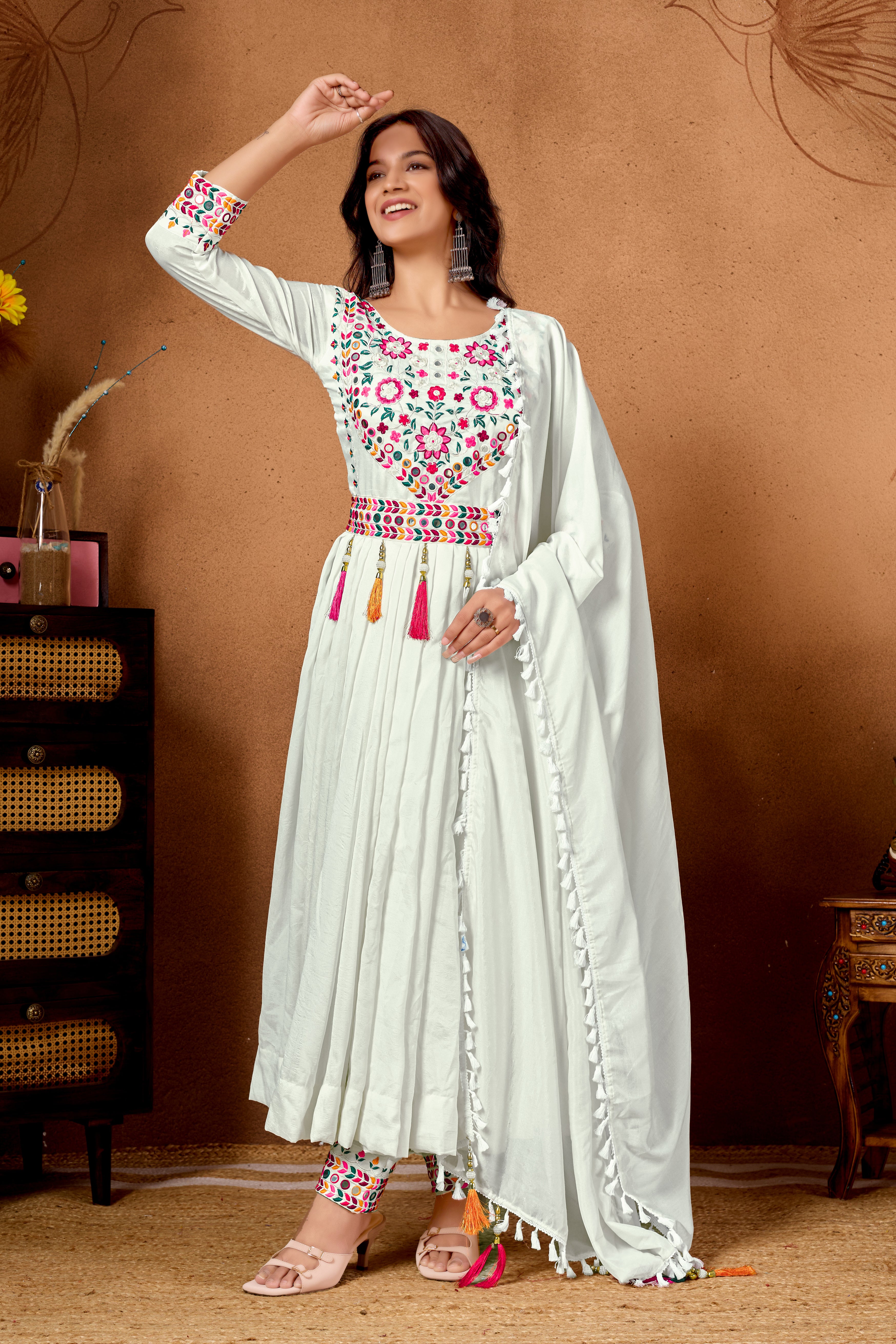 Navratri Special Designer Roman Silk Anarkali Suit (NF-1254)