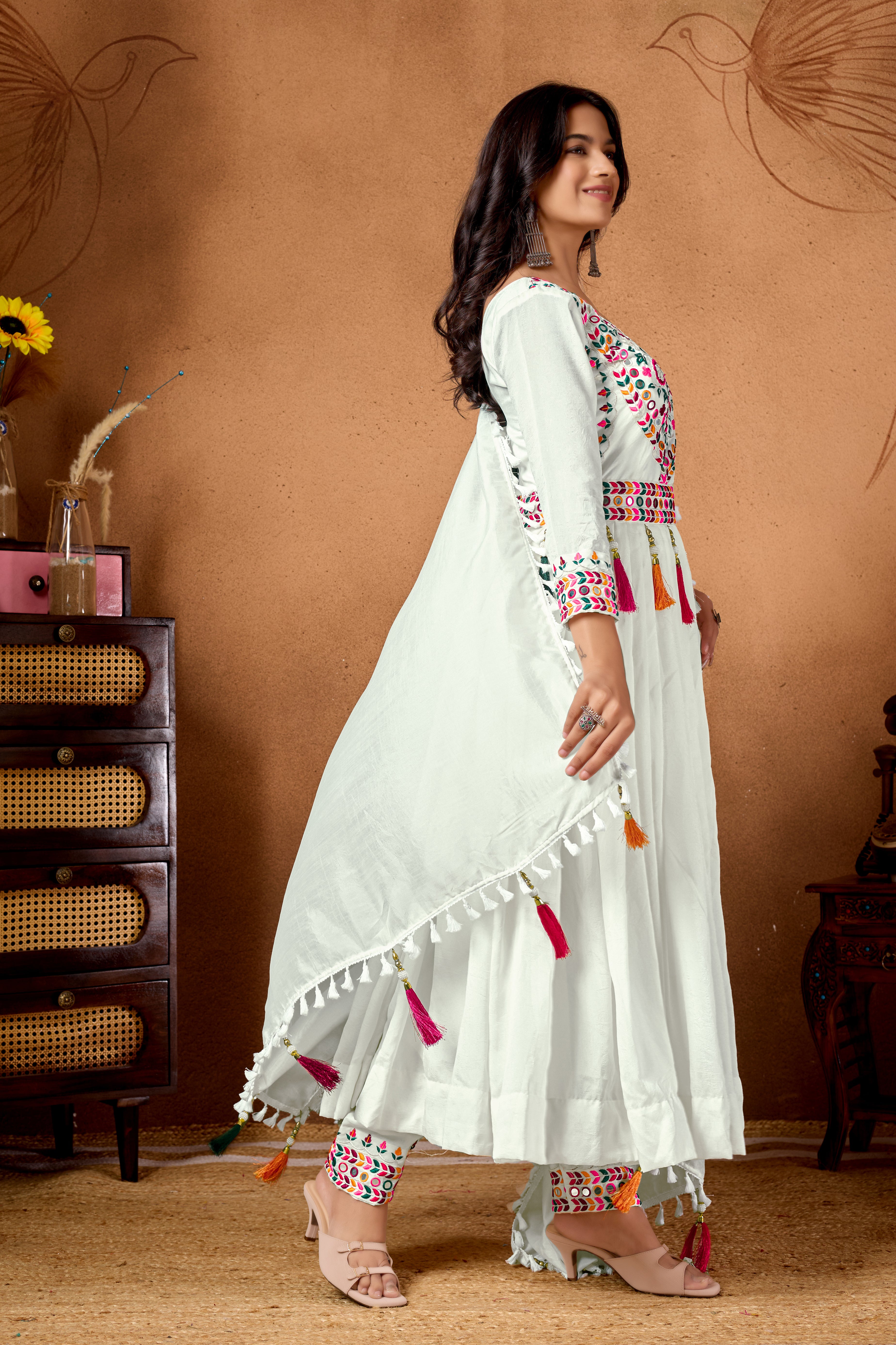 Navratri Special Designer Roman Silk Anarkali Suit (NF-1254)