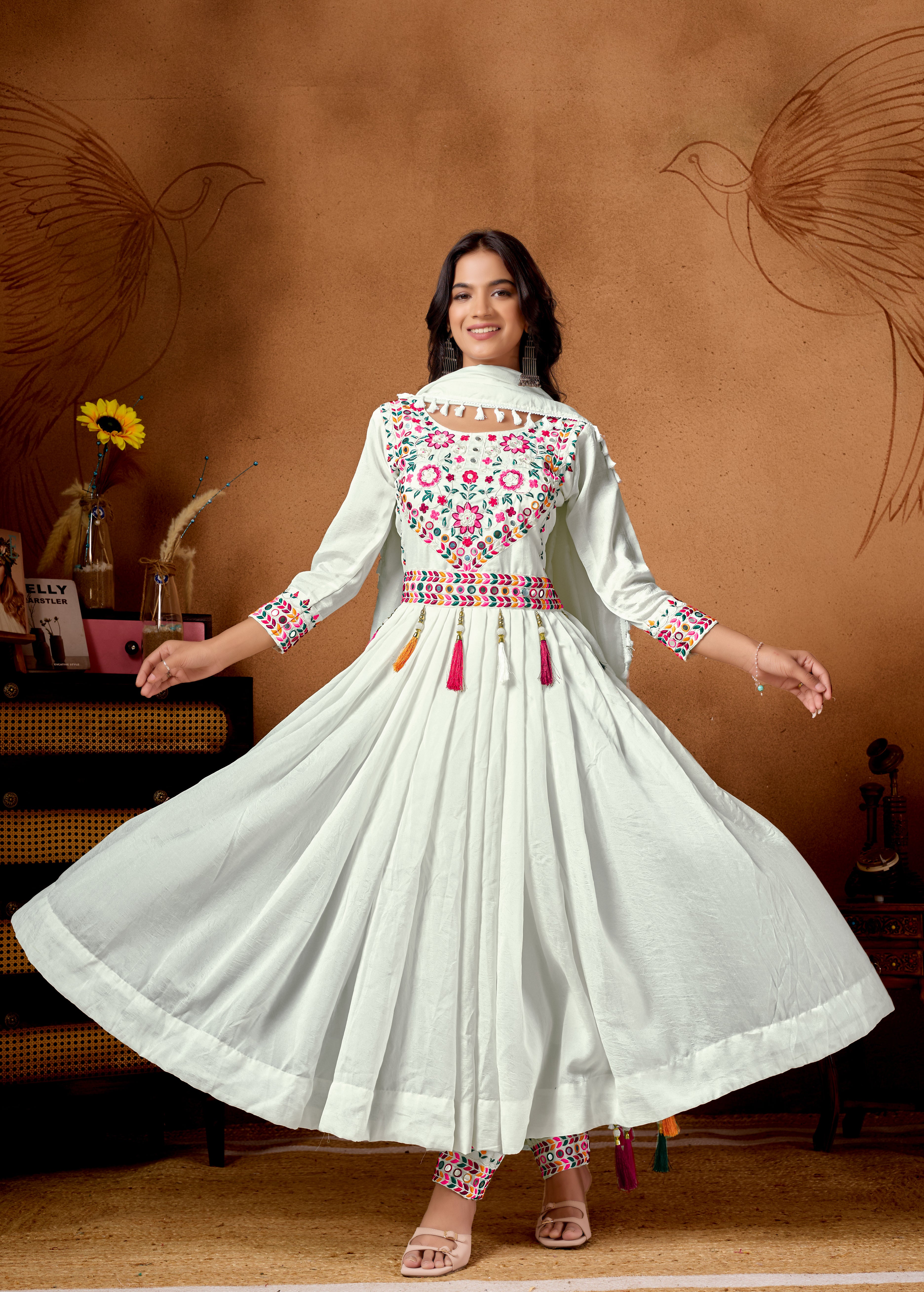 Navratri Special Designer Roman Silk Anarkali Suit (NF-1254)