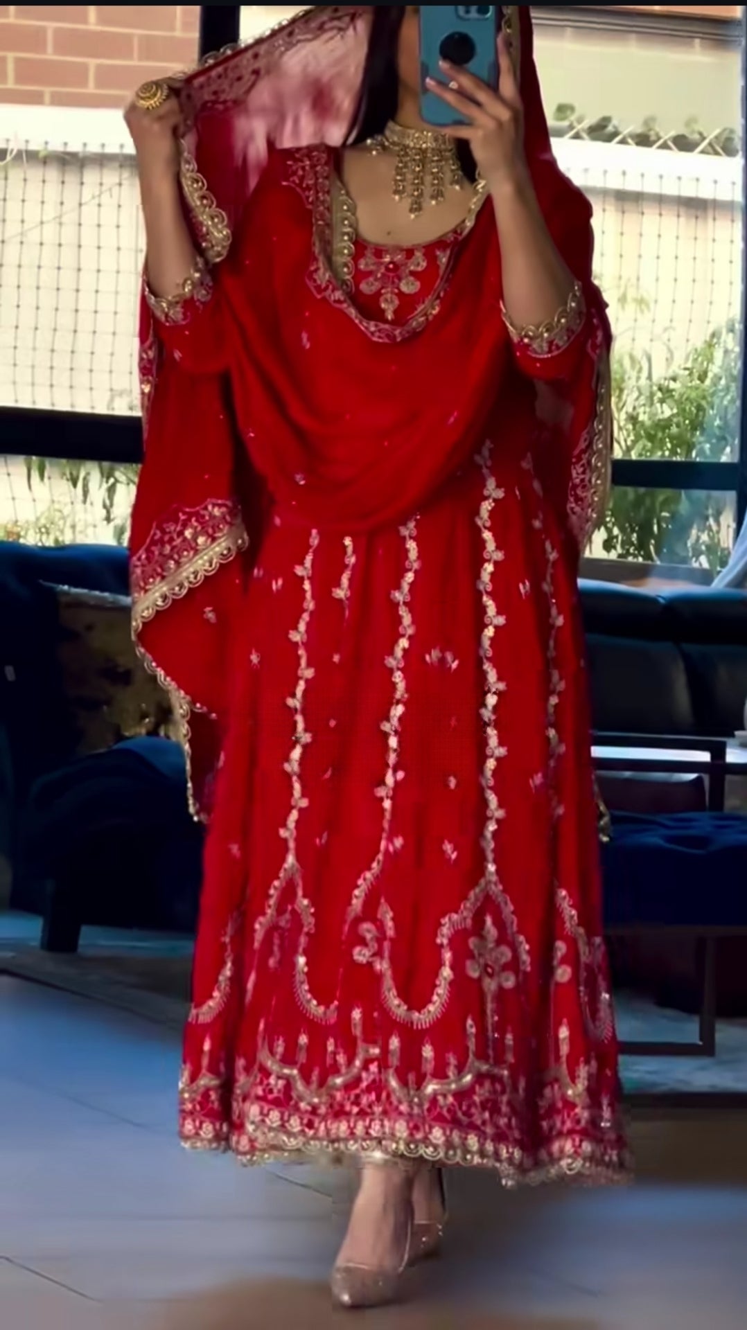 Premium Designer Anarkali Suit with Sequins & Embroidery Work-3065