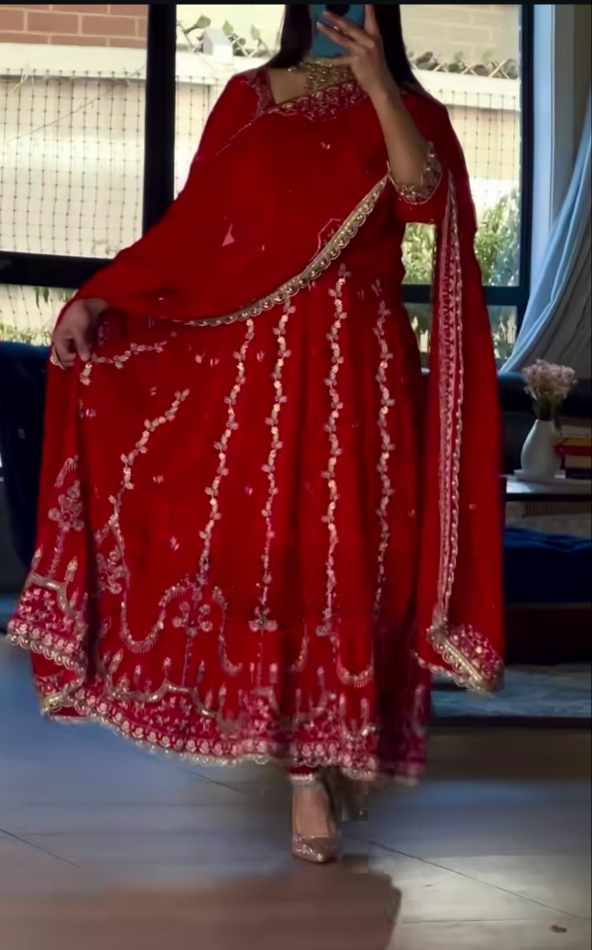 Premium Designer Anarkali Suit with Sequins & Embroidery Work-3065