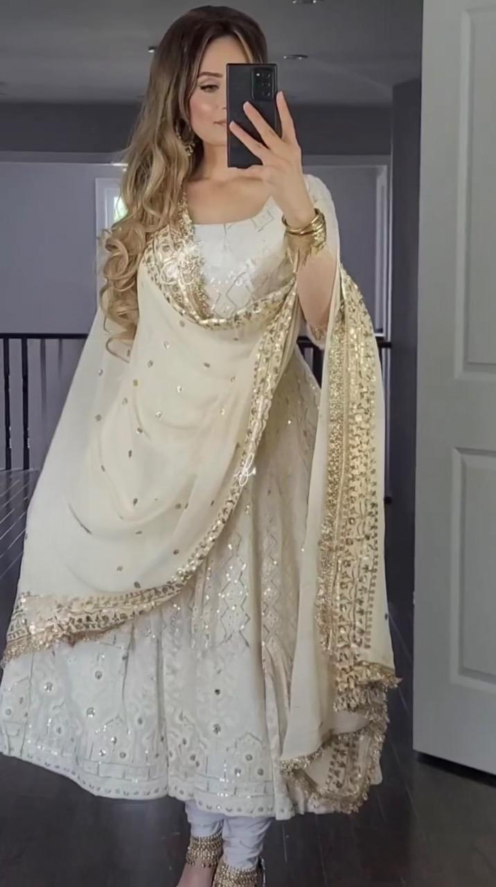 New Designer Anarkali Suit with Dupatta & Pant – Premium Party Wear-NF-1182
