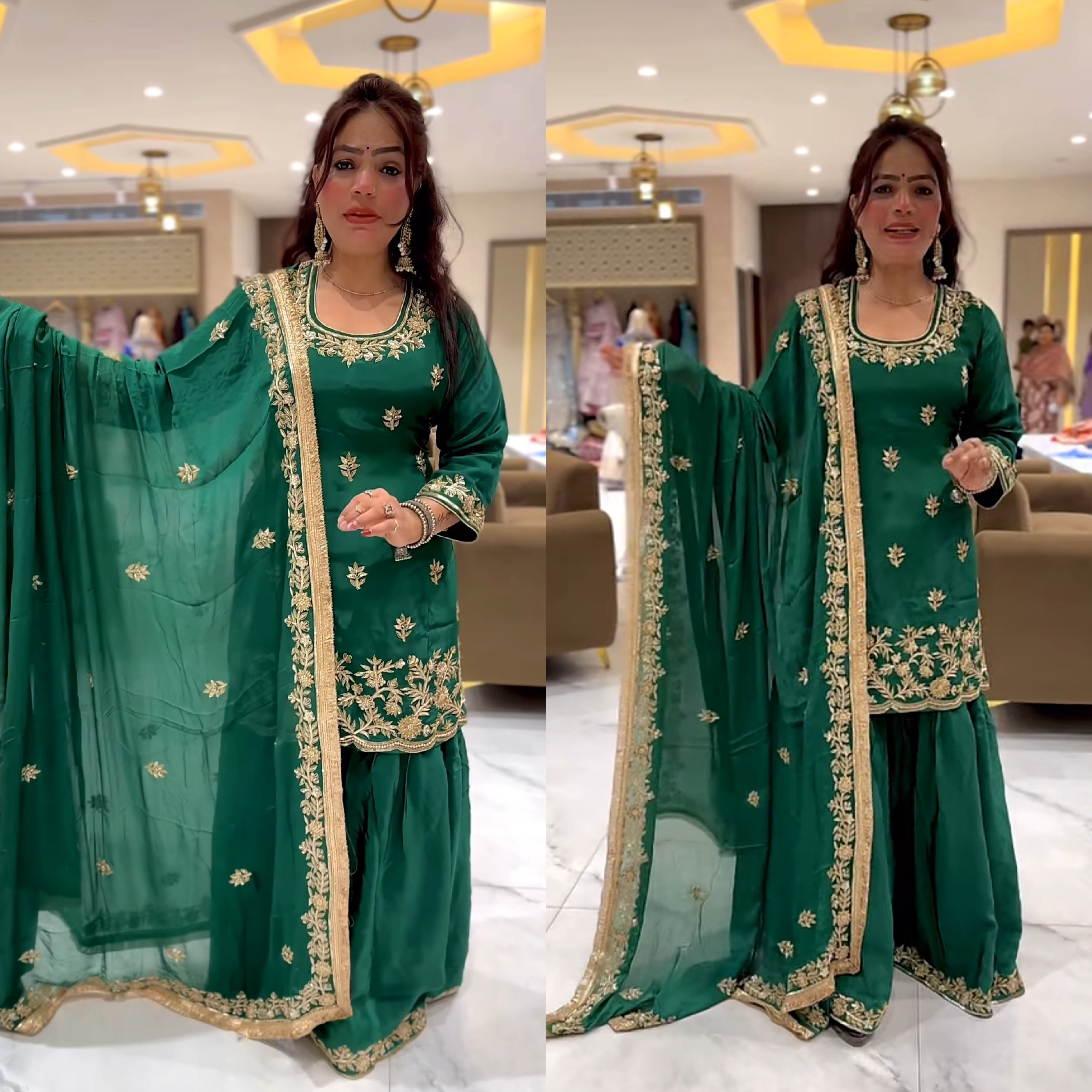 Premium Designer Party Wear Top, Sharara Palazzo & Dupatta-ND-5044