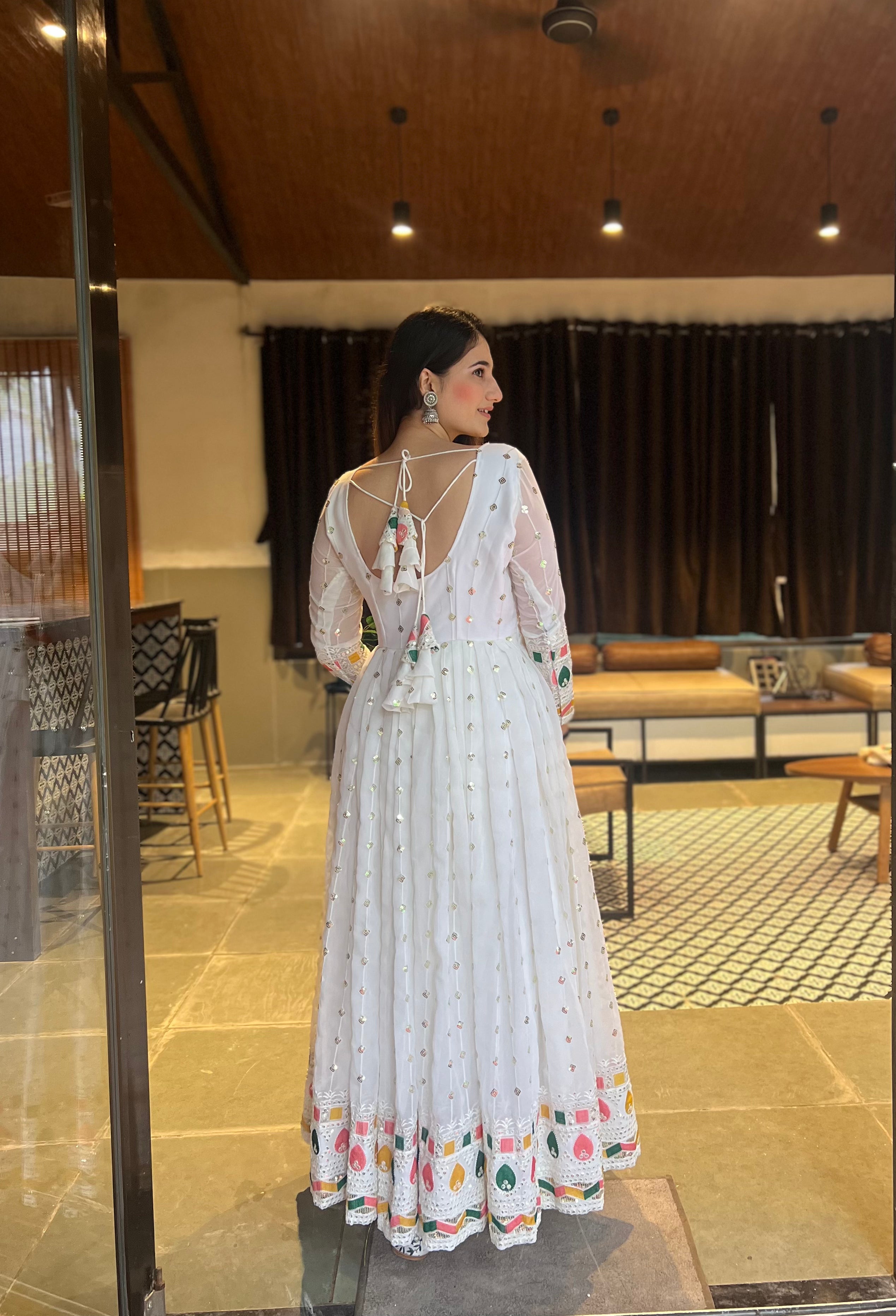 Fancy Party Wear Anarkali Dress – Fully Stitched with Cups-NF-(1164)