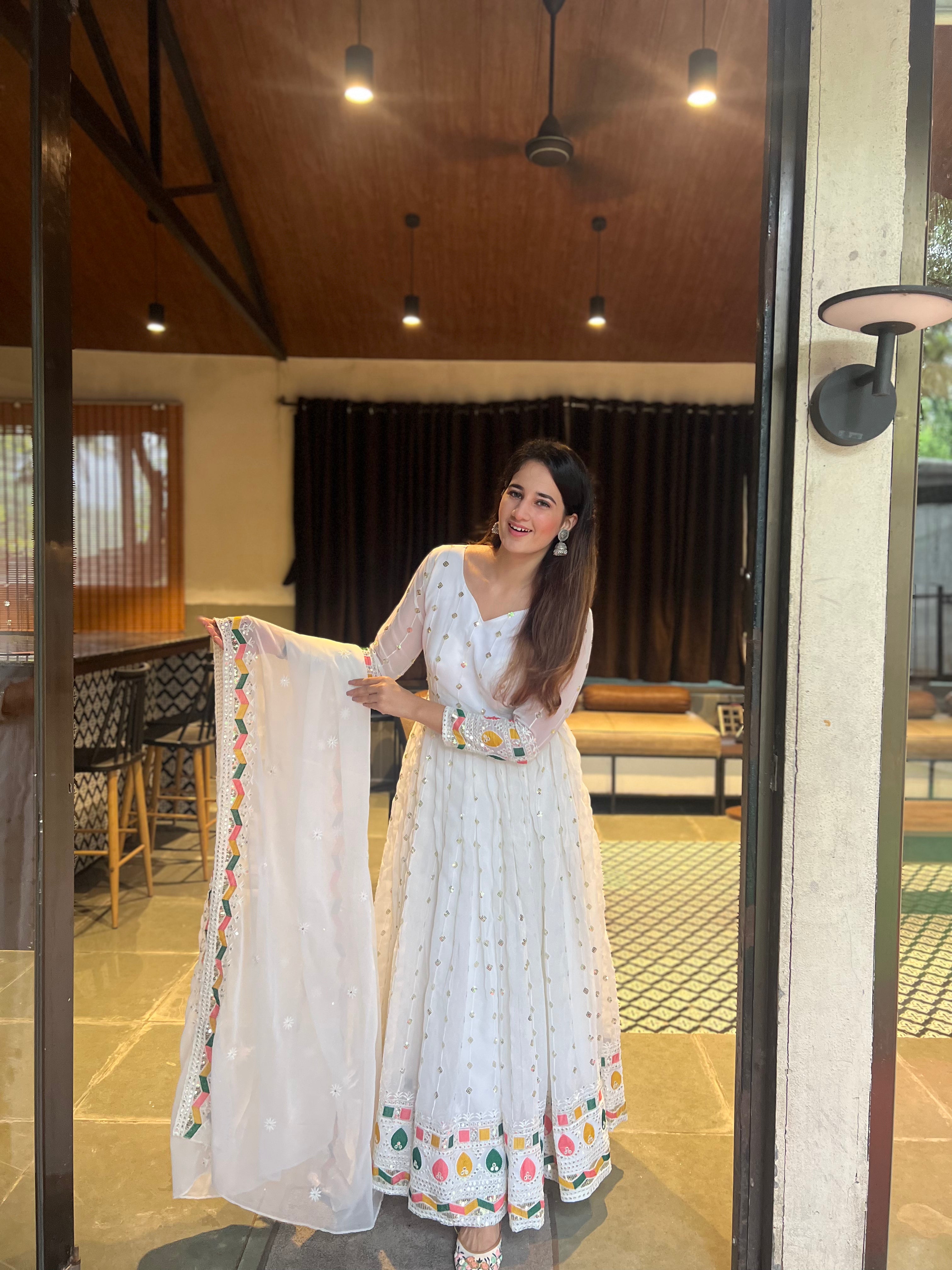 Fancy Party Wear Anarkali Dress – Fully Stitched with Cups-NF-(1164)