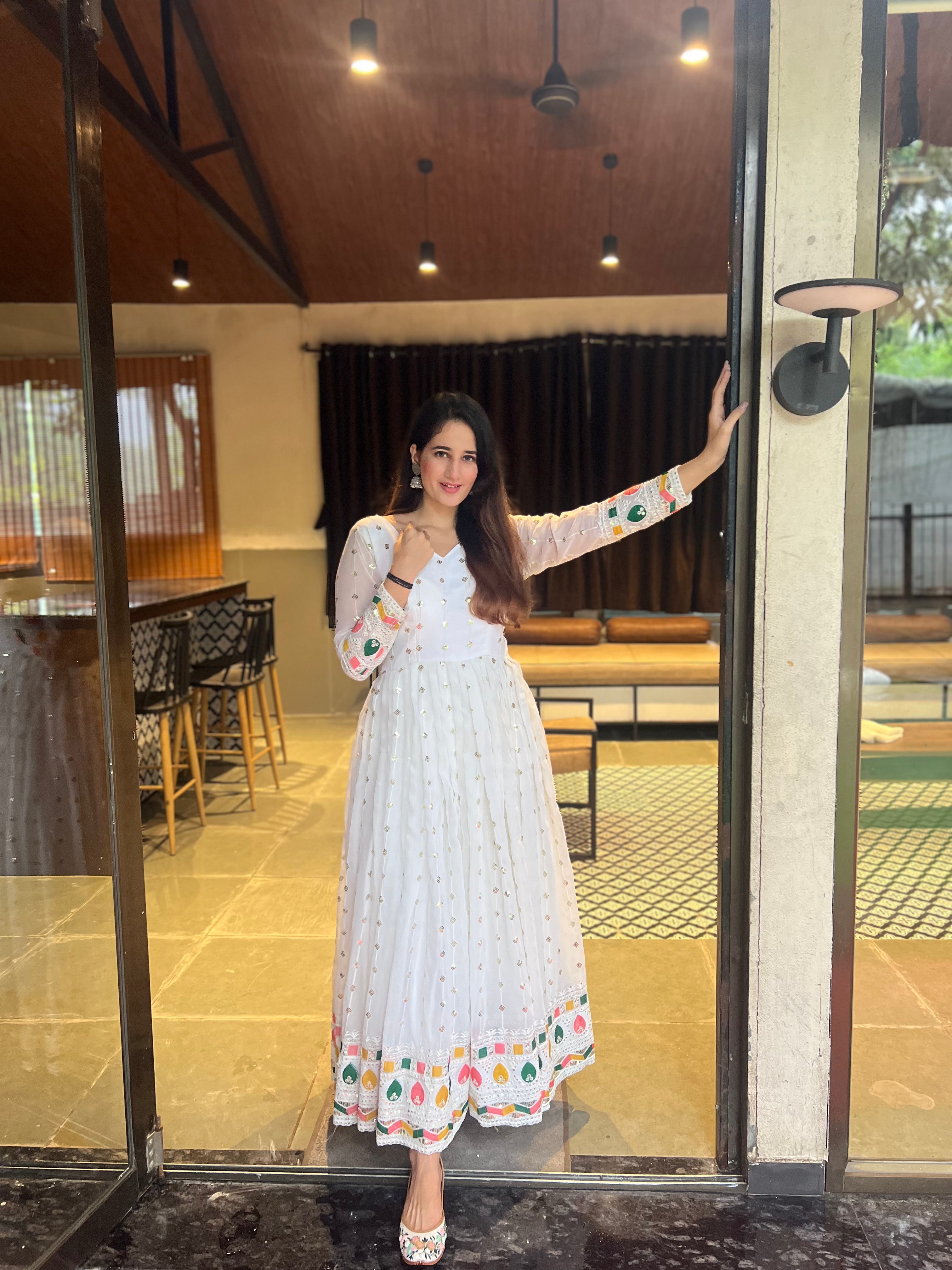 Fancy Party Wear Anarkali Dress – Fully Stitched with Cups-NF-(1164)