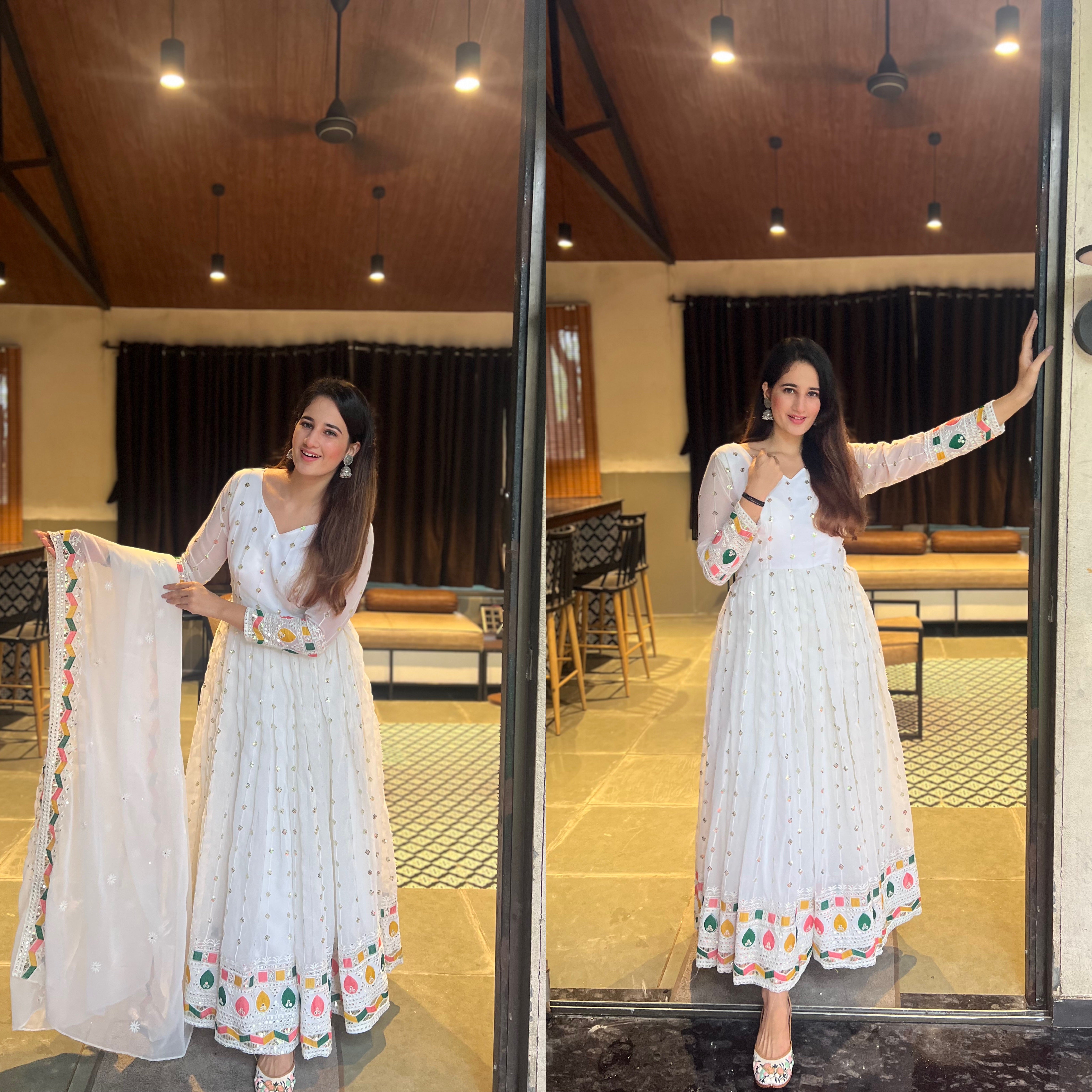 Fancy Party Wear Anarkali Dress – Fully Stitched with Cups-NF-(1164)