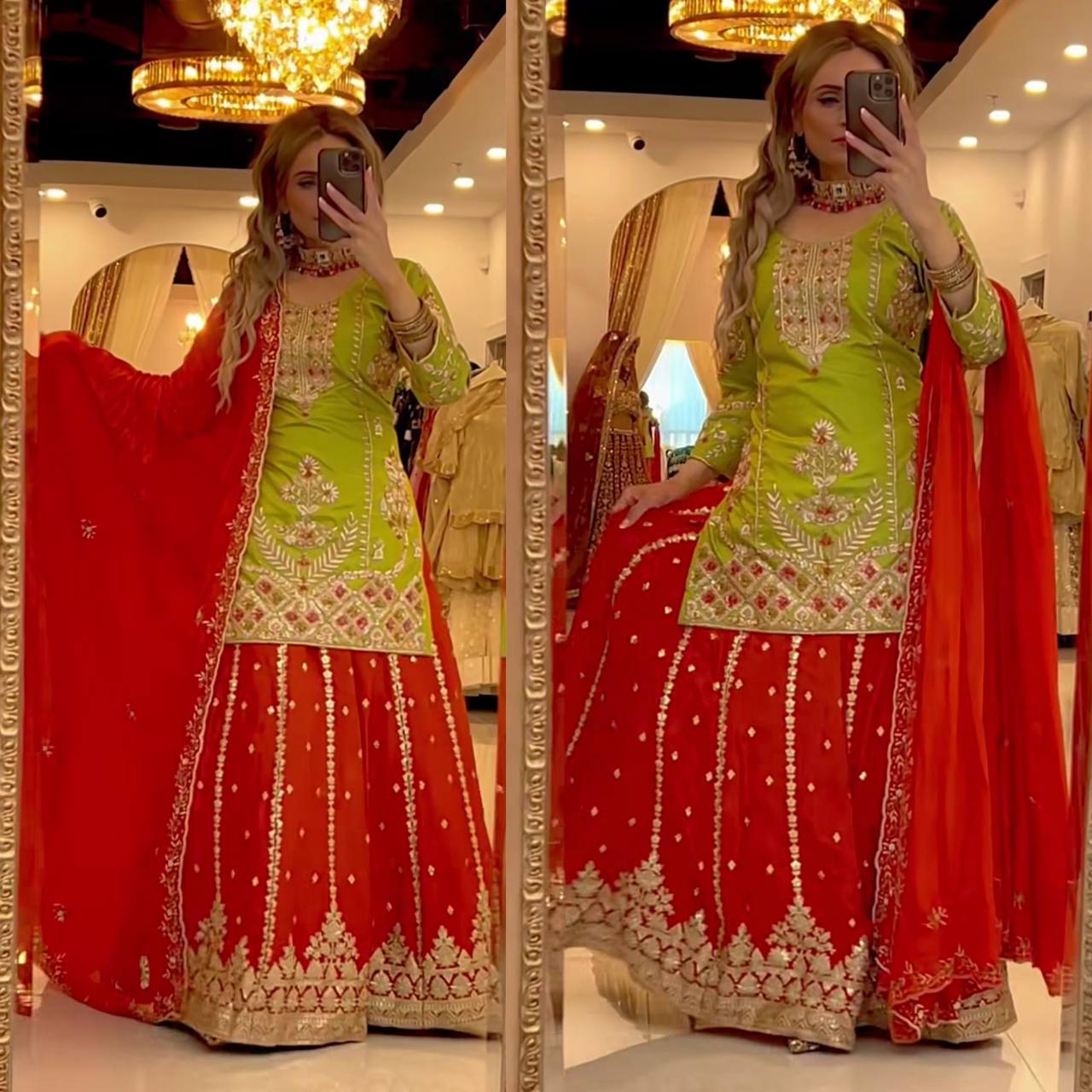 New Designer Heavy Chinnon Silk Plazzo Set With Dupatta-ND-5049