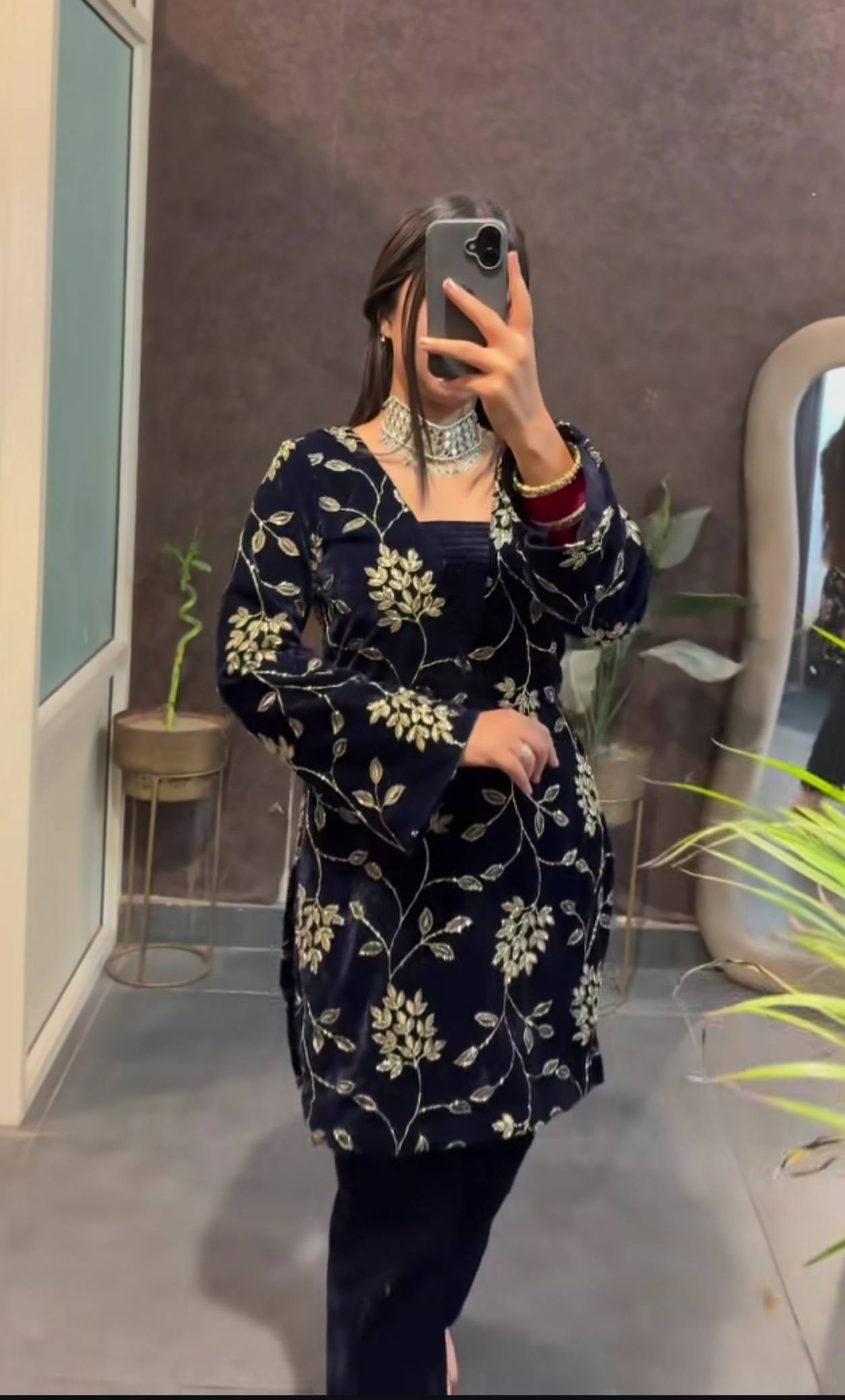 Pure Heavy Viscose Velvet with Multi Sequin Work & Dupatta